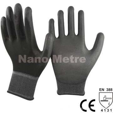 NMSAFETY 13 Calibre Liner Nylon Preto PU Palma Revestida Luva Luva De Trabalho De Ações